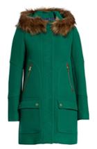 Women's J.crew Chateau Stadium Cloth Parka With Faux Fur Trim (similar To 14w) - Red