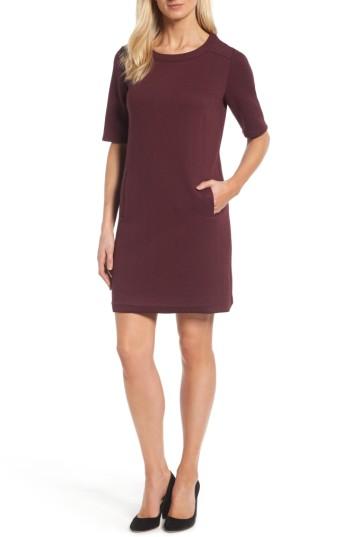Women's Halogen Textured Elbow Sleeve Tunic Dress, Size - Burgundy