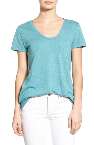 Women's Caslon Relaxed Slub Knit U-neck Tee, Size - Blue/green