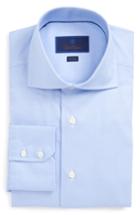 Men's David Donahue Trim Fit Herringbone Weave Dress Shirt 32/33 - Blue
