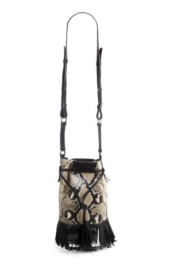 Isabel Marant Askiah Fringed Snake Embossed Leather Crossbody Bag - Beige