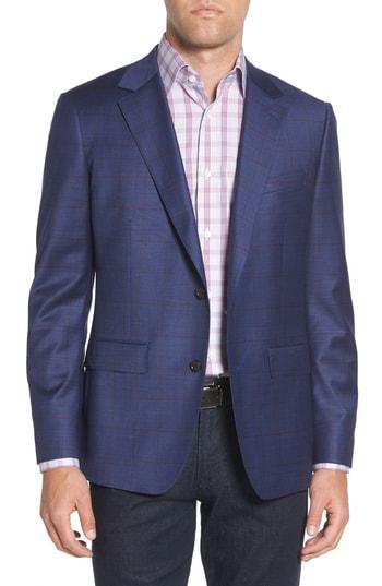 Men's Bonobos Jetsetter Slim Fit Stretch Windowpane Wool Sport Coat R - Blue