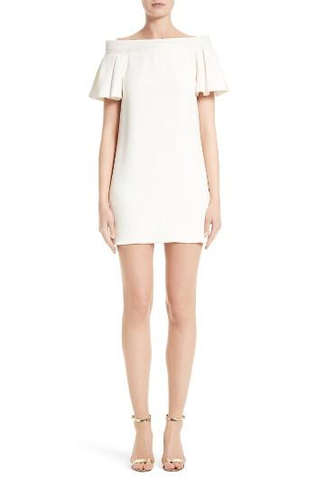Women's Brandon Maxwell Ruffle Sleeve Piped Off The Shoulder Minidress