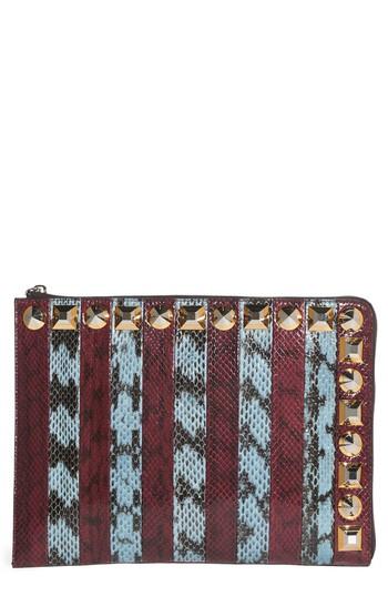 Fendi Genuine Snakeskin & Leather Clutch -