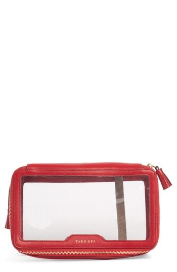 Anya Hindmarch Inflight Clear Cosmetics Case, Size - Clear/ Red