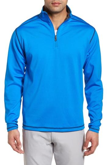 Men's Cutter & Buck Evergreen Reversible Quarter Zip Pullover - Blue