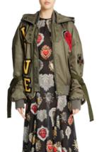 Women's Dolce & Gabbana Love Patch Hooded Nylon Jacket Us / 44 It - Green