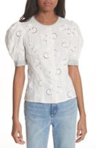 Women's Rebecca Taylor Garden Eyelet Linen Top - White
