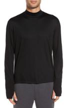 Men's Theory Mock Neck Thumbhole Wool T-shirt - Black
