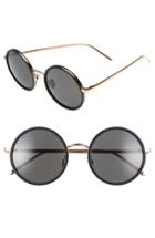 Women's Linda Farrow 52mm Round 18 Karat Rose Gold Trim Sunglasses -