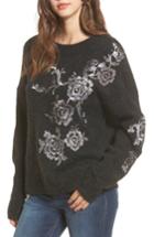 Women's Blanknyc Grey Gardens Embroidered Sweater - Grey
