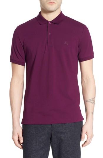 Men's Burberry Pique Polo, Size - Purple