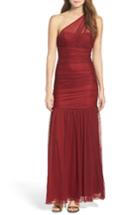 Women's Lulus One-shoulder Chiffon Gown - Red