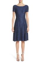 Women's St. John Collection Sparkle Sequin Knit Fit & Flare Dress - Blue