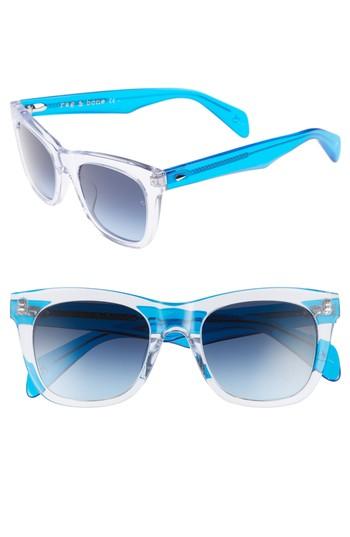 Women's Rag & Bone 50mm Square Cat Eye Sunglasses - Crystal Blue