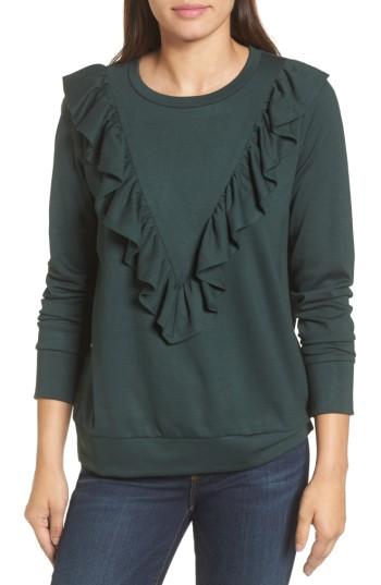 Women's Halogen Ruffle Ponte Sweater - Green