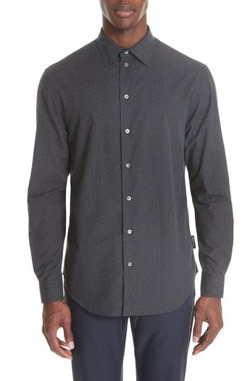 Men's Emporio Armani Regular Fit Geometric Dress Shirt - Grey