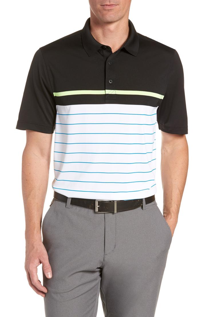 Men's Cutter & Buck Ruston Striped Polo, Size - Black