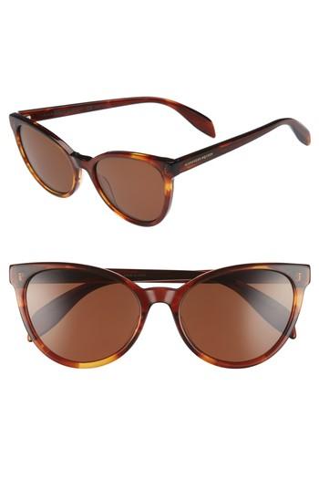 Women's Alexander Mcqueen 55mm Cat Eye Sunglasses - Avana