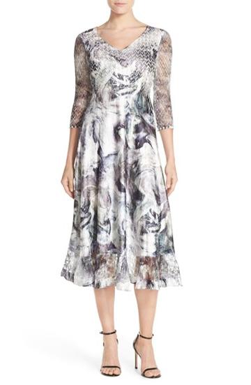 Women's Komarov Mixed Media Midi Dress - Black