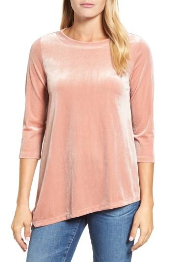 Women's Halogen Asymmetrical Velvet Tunic, Size - Pink