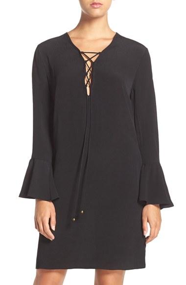Women's Fraiche By J Lace-up Woven Shift Dress