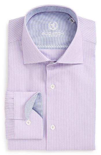 Men's Bugatchi Trim Fit Houndstooth Dress Shirt - Purple