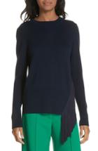 Women's Milly Angled Fringe Wool Sweater, Size - Blue