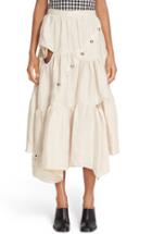 Women's Marques'almeida Diagonal Snap Tiered Linen Skirt