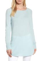 Petite Women's Halogen Shirttail Wool & Cashmere Boatneck Tunic P - Blue