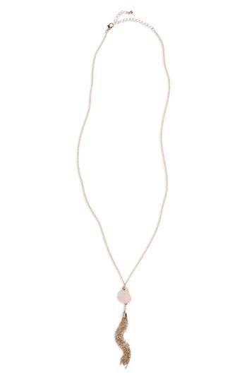 Women's Shashi Celeste Rose Quartz & Chain Tassel Necklace