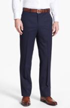 Men's Jb Britches Flat Front Worsted Wool Trousers R - Blue