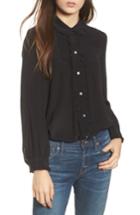 Women's Madewell Silk Ruffle Blouse, Size - Black
