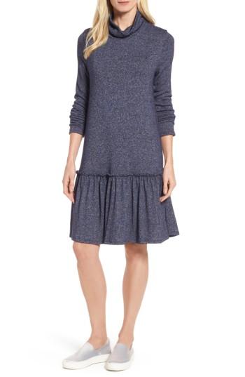 Women's Halogen Ruffle Hem Turtleneck Dress - Blue