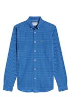 Men's Lacoste Gingham Check Poplin Shirt - Blue