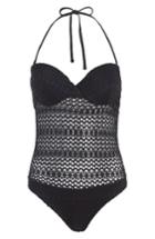 Women's Topshop Crochet One-piece Swimsuit Us (fits Like 0) - Black
