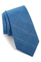 Men's The Tie Bar Stat Check Linen & Silk Tie, Size - Blue