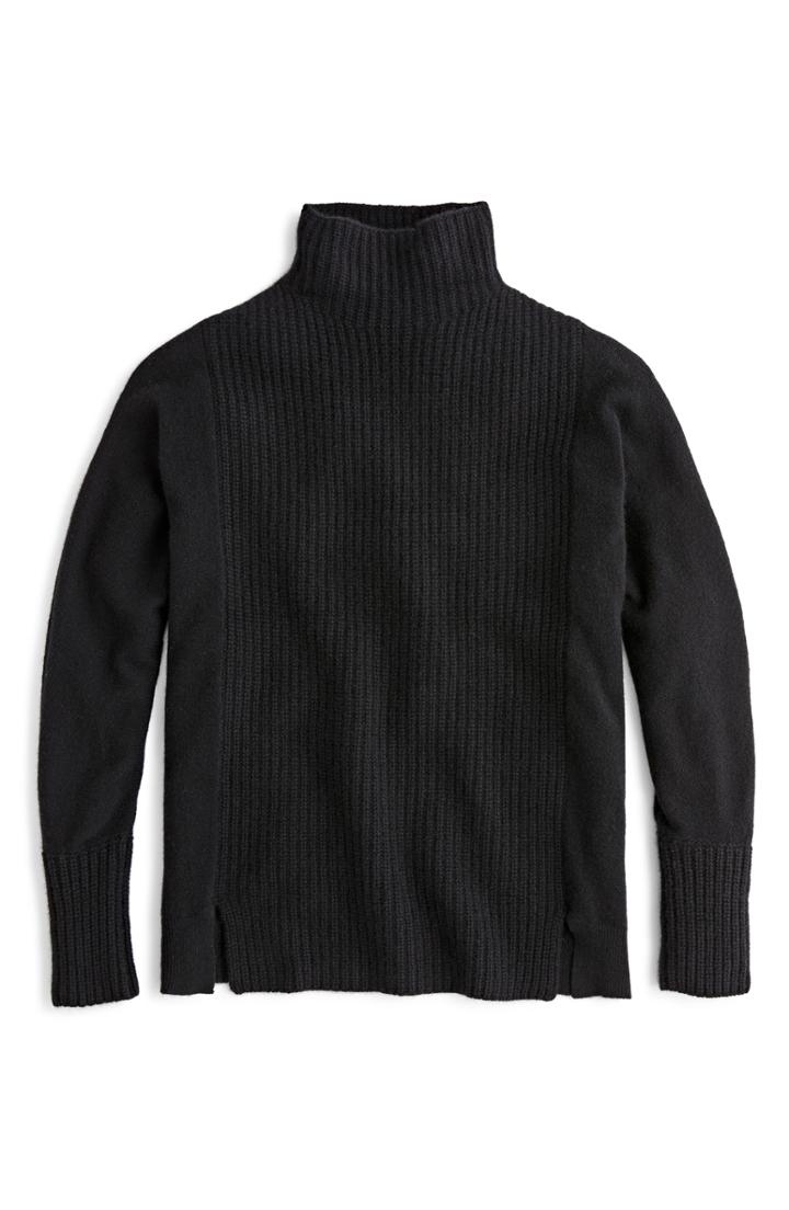 Women's J.crew Mock Neck Cashmere Sweater, Size - Black
