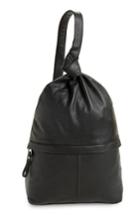 Topshop Premium Leather Slouch Knot Backpack - Black