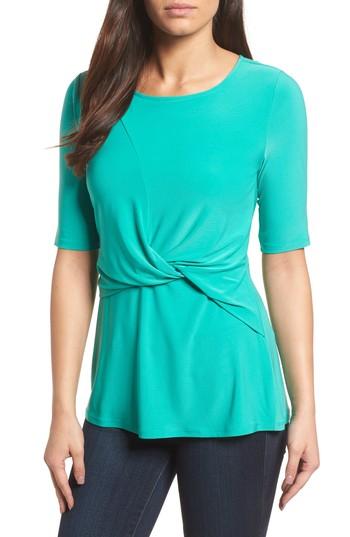 Women's Chaus Knot Front Top - Blue/green