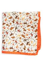 Men's Eton Animal Print Silk Pocket Square, Size - Orange