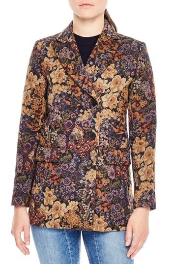 Women's Sandro Alma Print Jacquard Jacket - Brown