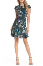Women's Eliza J Floral Print Cap Sleeve Fit & Flare Dress - Green
