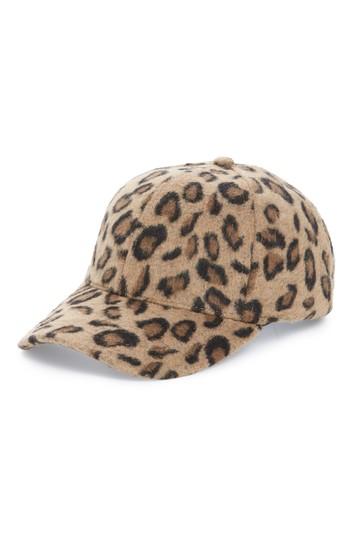 Women's Bp. Textured Leopard Print Baseball Cap - Brown