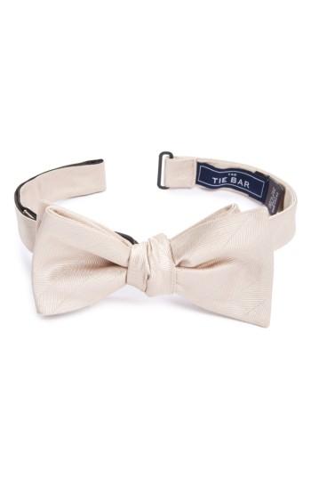 Men's The Tie Bar Herringbone Silk Bow Tie, Size - Beige