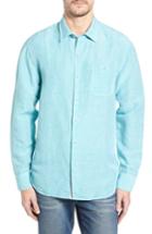 Men's Tommy Bahama Check Linen Sport Shirt, Size - Blue