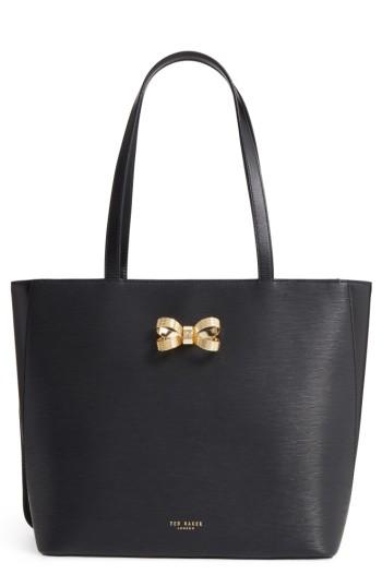 Ted Baker London Larah Looped Bow Leather Shopper - Black