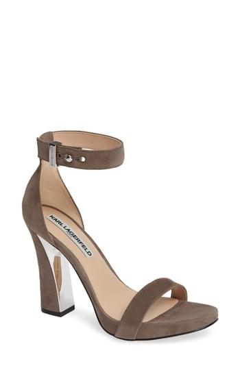 Women's Karl Lagerfeld Paris Carah Ankle Strap Sandal .5 M - Grey