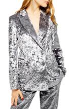 Women's Topshop Bonded Velvet Jacket Us (fits Like 0) - Metallic