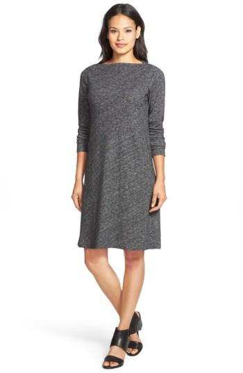 Women's Eileen Fisher Bateau Neck Knit Shift Dress - Grey